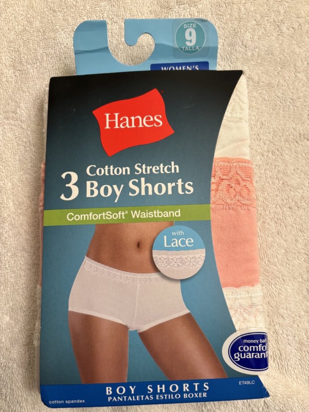 Hanes - cotton stretch 3 boy shorts with comfortsoft lace waistband